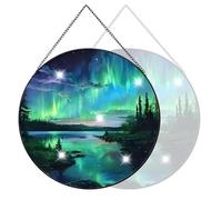 BDHRKTE Stained Glass Window Hanging, Aurora Borealis Window Hanging Light Catcher Outdoor Light Catcher Garden Decor for Women Kitchen Wall Decor Decor Decorative Patios Hanging