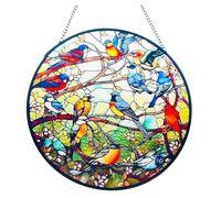 BDHRKTE Stained Glass Window Hanging,Hummingbird Stained Glass Suncatchers with Metal Chain Stained Glass Panels,Suncatchers for Windows Hanging for Wall & Home Decor (13 Birds)