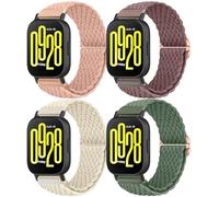 BDIG Pack of 4 22 mm Nylon Braided Bracelets Compatible with Xiaomi Redmi Watch 5 Active/5 Lite Women Men, Elastic Nylon Fabric Bracelet Sport Solo Loop for Amazfit Bip 5