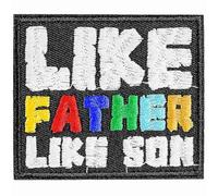 BDIHS Like Father Like Son Embroidered Iron-On Patch | Colorblock Letters Vintage Style Bond Father's Day Gift for Dads, Hats, Jackets, DIY