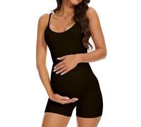 BDITANLE Maternity Workout Romper Pregnancy Yoga Ribbed One Piece Seamless Spaghetti Strap Jumpsuit