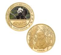 BDJAOZALL China'S National Treasure Panda Gold Plated Commemorative Coin Giant Panda Challenge Coins Business Souvenir Gift For Collection