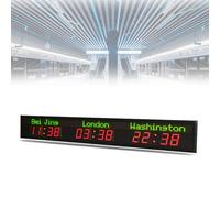 BDJSN 3 City World Clock, Commercial Wall Mounted Digital World Time Zone Clock With Remote Control, 5-Level Brightness Adjustment, Calibrated Automatically, for Subway, Airport, Hotel, Train Station