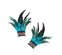 BDJXOZYH Feather Wrist Cuffs Arm Accessories Ethnic Style Arm Gloves Floral Wristband Blue