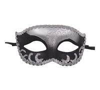 BDJXOZYH Fox Half Face Mask Costume Cosplay Masquerade Ball Mask for Halloween Party Silvery Black, 20x16cm