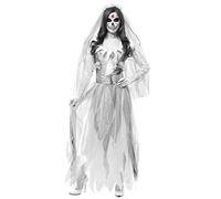 BDJXOZYH Women Cosplay Halloween Costume Horror Ghost Dead Corpse Zombie Bride Dress XL, white