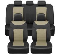 BDK carXS Turismo Car Seat Covers Full Set, Beige Two-Tone Front Seat Covers with Split Rear Bench Back Seat Cover, Automotive Seat Covers for Trucks SUV Van Auto