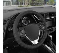 BDK Genuine Black Leather Steering Wheel Cover for Car, Small (13.5" - 14.5") - Ergonomic Comfort Grip for Men & Women, Car Steering Wheel Cover for Vehicles with Small Steering Wheels