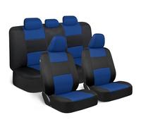 BDK PolyPro Car Seat Covers Full Set in Blue on Black - Front and Rear Split Bench Seat Covers, Easy to Install, Car Accessories for Auto Trucks Van SUV