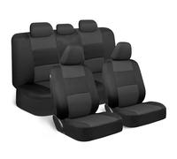 BDK PolyPro Car Seat Covers Full Set in Charcoal on Black - Front and Rear Split Bench Car Seat Cover, Easy to Install, Interior Covers for Auto Truck Van SUV