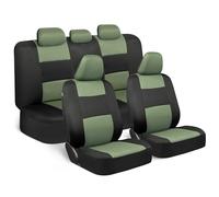 BDK PolyPro Car Seat Covers Full Set in Green on Black, Front and Rear Split Bench Seat Covers for Cars, Easy to Install Car Seat Cover Set, Car Accessories for Auto Trucks Van SUV - Green