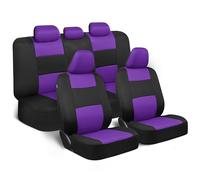 BDK PolyPro Car Seat Covers Full Set in Purple on Black - Front and Rear Split Bench Seat Covers for Cars, Easy to Install Car Seat Cover Set, Car Accessories for Auto Trucks Van SUV