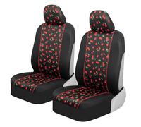 BDK Red Cherry Car Seat Covers for Front Seats, 2 Pack - Classic Pattern with Matching Headrest, Sideless Design for Easy Installation, Fits Most Car Truck Van and SUV