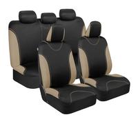 BDK UltraSleek Beige Seat Covers for Cars Full Set, Two-Tone Front Seat Covers with Matching Back Seat Cover, Stylish Car Seat Protectors with Split Bench Design,