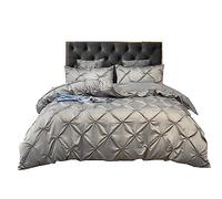 BDKCYO Bed Linen Three-Piece Set 135 x 200 cm Three-Dimensional Diamond Geometry Grey Bean Sand Pink Green Red Three-Dimensional Floral Pattern Modern Romantic Bed Set (A, 200 x 200 cm)