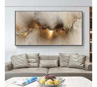 BDKCYO Modern Living Room Canvas Pictures XXL Large Gold Marble Picture on Canvas Abstract Gold Clouds Wall Decoration Pictures Without Frame (A, 60 x 120 cm)