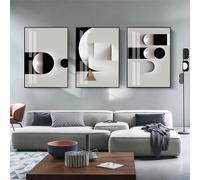 BDKCYO Set of 3 Abstract Canvas Pictures, Black, White, Grey, Geometric Art Print, Poster, Golden Marble Texture, Wall Art, Poster, Living Room Decor Pictures, Grey, Without Frame (A, 30 x 40 cm)