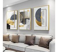 BDKCYO Set of 3 Abstract Modern Canvas Pictures Geometry Black White Gold Wall Pictures Living Room Bedroom Decorative Poster Canvas Gold No Frame (A, 30 x 40 cm)