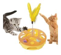 BDKMMS 3 in 1 Cat Treat Puzzle Feeder, Detachable Interactive Cat Toy with Treat Dispenser Bell Ball Feather Wand for Indoor Cats Daily Entertainment