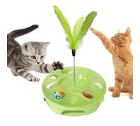 BDKMMS 3 in 1 Cat Treat Puzzle Feeder, Detachable Interactive Cat Toy with Treat Dispenser Bell Ball Feather Wand for Indoor Cats Daily Entertainment