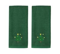 BDKMMS Christmas Hand Towels, 2PCS Embroidered Cotton Santa Snowman Tree Kitchen Dish Towels Quick-Dry Holiday Towel Set for Christmas Decoration