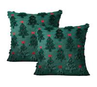 BDKMMS Christmas Pillow Covers, 2PCS 17.7×17.7Inch 3D Embroidery Throw Pillows Covers Washable Winter Pillow Cover for Sofa Living Room