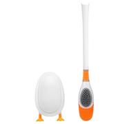 BDKMMS Diving Duck Toilet Brush, Silicone with Storage Base, Long Handled, Multi-angle Cleaning, Orange