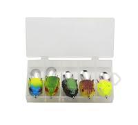 BDKMMS Frog Lure Kit, 5Pcs 3.7×1.8Inch Silicone Topwater Fishing Lures with Barbed Double Hooks, Lightweight Frog Baits for Freshwater Saltwater