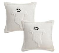 BDKMMS Ghost Pillow Covers, 2Pcs 18x18inch Cute Ghosts Pillow Case Soft Plush Throw Cushion Cases for Home Decor