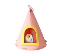 BDKMMS Hamster Warm Bed, 7.09 * 7.09 * 9.06in Small Animal Cage House with Metal Hook, Detachable Guinea Pig Hamster Nest for Small Animals