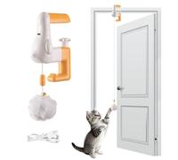 BDKMMS Interactive Cat Hanging Toy, Automatic Lifting Cats Toy with Bell & Clamp, USB Rechargeable Door Teaser Kitten Ball for Indoor Cats