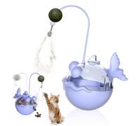 BDKMMS Interactive Cat Toy, Fish-Shaped Cat Kicker Toy with Feather & Bell Detachable Slow Feeder Dispenser for Indoor Cats Kitten Dogs