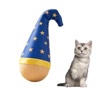 BDKMMS Interactive Cat Tumbler Toy, Self-Playing Cats Roly-Poly Enrichment Toy with Wooden Base, Kitten Chasing Tumbler Ball for Indoor Cats