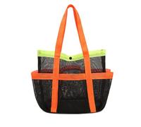 BDKMMS Mesh Beach Bag, Portable Sand Toy Organizer Bag with 7 Pockets Lightweight Beach Carrier for Cruise Swim Vacation Essentials