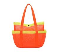 BDKMMS Mesh Beach Bag, Portable Sand Toy Organizer Bag with 7 Pockets Lightweight Beach Carrier for Cruise Swim Vacation Essentials