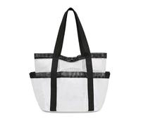 BDKMMS Mesh Beach Bag, Portable Sand Toy Organizer Bag with 7 Pockets Lightweight Beach Carrier for Cruise Swim Vacation Essentials