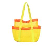BDKMMS Mesh Beach Bag, Portable Sand Toy Organizer Bag with 7 Pockets Lightweight Beach Carrier for Cruise Swim Vacation Essentials