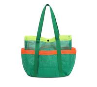 BDKMMS Mesh Beach Bag, Portable Sand Toy Organizer Bag with 7 Pockets Lightweight Beach Carrier for Cruise Swim Vacation Essentials
