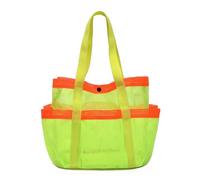 BDKMMS Mesh Beach Bag, Portable Sand Toy Organizer Bag with 7 Pockets Lightweight Beach Carrier for Cruise Swim Vacation Essentials