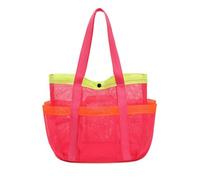 BDKMMS Mesh Beach Bag, Portable Sand Toy Organizer Bag with 7 Pockets Lightweight Beach Carrier for Cruise Swim Vacation Essentials