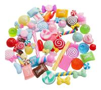 BDKMMS Mini Candy Charms, 100Pcs Resin DIY Sweets Decoration Lollipop Craft Charm Supplies for Adults DIY Shoes Phone Crafting
