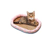 BDKMMS Pet Cooling Bed, Rattan Cats Bed Mat with Non-slip Base for Small Pets