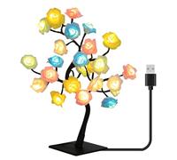 BDKMMS Rose Tree Lamp, Artificial Roses Tree Soft Light USB Powered Floral Trees Tabletop Lamp for Bedroom Living Room Decor