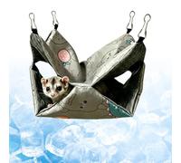 BDKMMS Sugar Glider Double-layer Hammock, Ice Silk Breathable Hanging Small Pet Hammock with 4 Metal Hooks for Tiny Pets Squirrel Hamster Cage Use