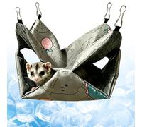BDKMMS Sugar Glider Double-layer Hammock, Ice Silk Breathable Hanging Small Pet Hammock with 4 Metal Hooks for Tiny Pets Squirrel Hamster Cage Use