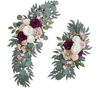 BDKMMS Wedding Arch Artificial Flower, 2Pcs Simulated Wedding Arc Flowers Waterproof Reception Welcome Sign Flowers for Ceremony Party Entrance Decor