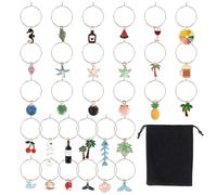 BDKMMS Wine Glass Charms, 30Pcs Ocean Christmas Theme Drink Markers with Snap-on Design, Reusable Party Glass Identifier Rings for Wedding, Dinner, Holiday Events
