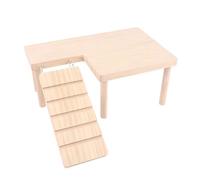 BDKMMS Wooden Hamster Platform, Smooth Gerbil Climbing Platform with Ladder & Fence for Hamsters, Gerbils, Rats, Other Small Pets