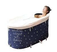 BDL Portable Folding Bathtub Soaking Bath Tub, Separate Family Bathroom SPA Tub for Adult, Freestanding Bathtub for Shower Stall,Thickening with Thermal Foam to Keep Temperature Starry Night Blue