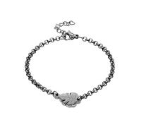 BDM Fine Jewelry Bracelet, Steel Bracelet, Gold Bracelet with a Leaf and Link Chain, Adjustable with Hook to Different Sizes., bdm